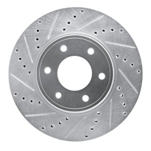 Chevrolet Trailblazer Brake Rotor (1) - Front Left - R1 Concepts - Drilled & Slotted - Silver - `06-`09 Chevrolet Trailblazer Brake Rotor (1) - Front Left - R1 Concepts - Drilled & Slotted - Silver - `06-`09